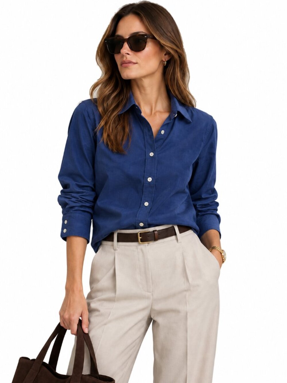 Banana Republic Denim Blue Stretch Button Down Shirt Petite 0 EUC